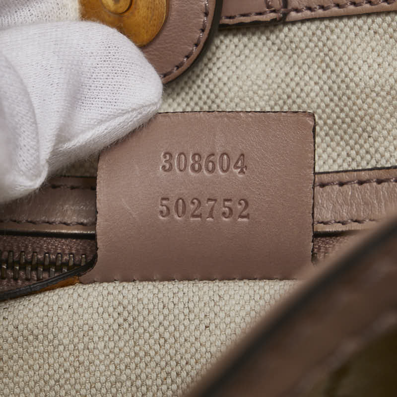 グッチ GGキャンバス ハンドバッグ 308604 ベージュ ピンク キャンバス レザー レディース GUCCI 【中古】