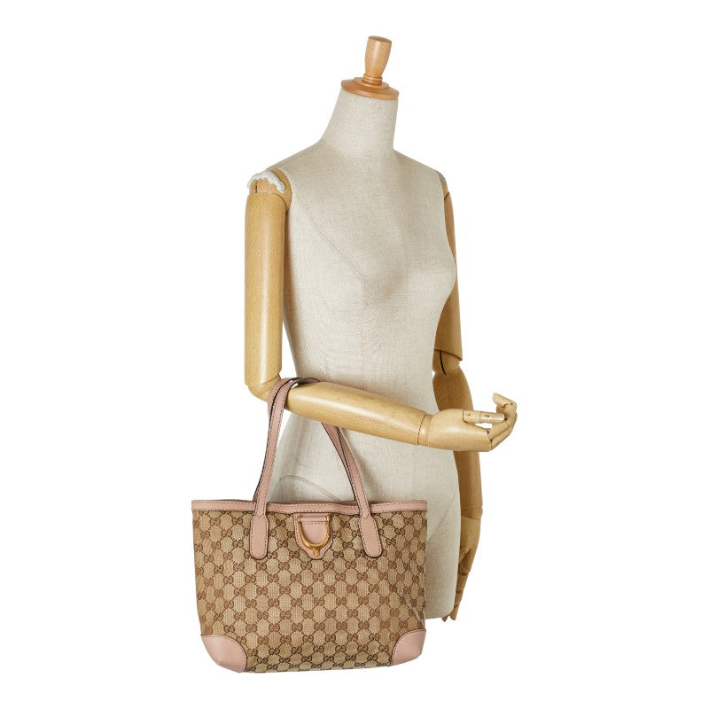 グッチ GGキャンバス ハンドバッグ 308604 ベージュ ピンク キャンバス レザー レディース GUCCI 【中古】