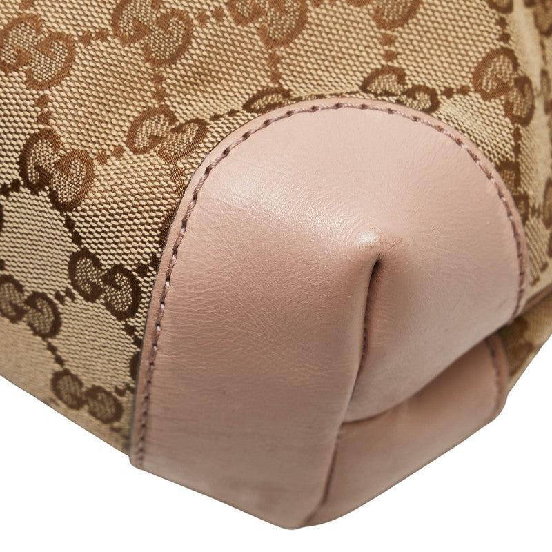 グッチ GGキャンバス ハンドバッグ 308604 ベージュ ピンク キャンバス レザー レディース GUCCI 【中古】