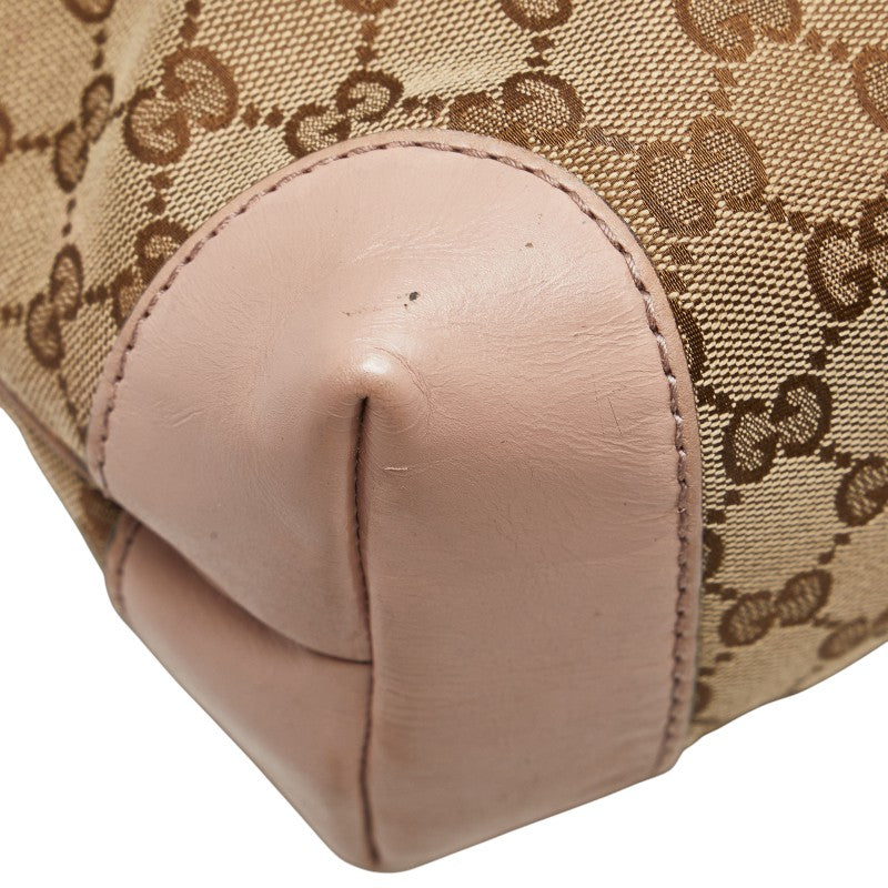 グッチ GGキャンバス ハンドバッグ 308604 ベージュ ピンク キャンバス レザー レディース GUCCI 【中古】
