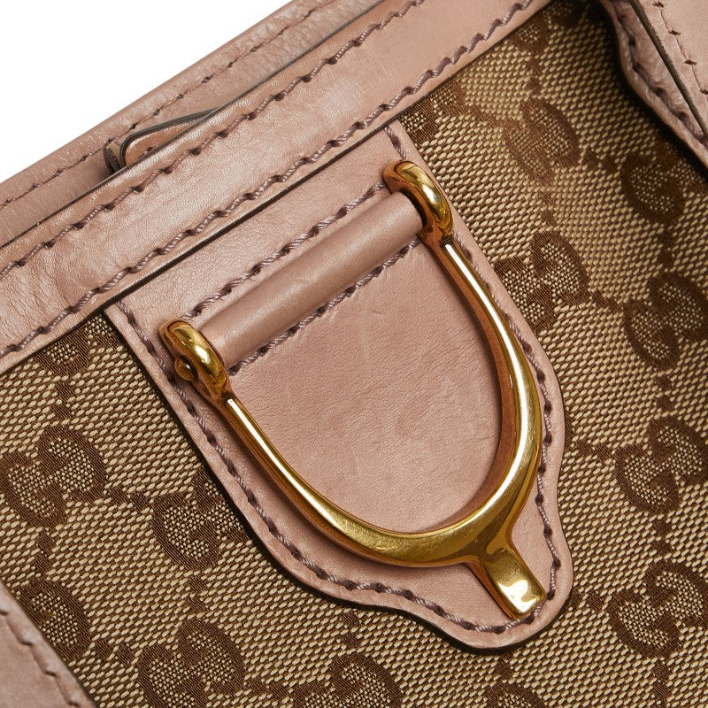 グッチ GGキャンバス ハンドバッグ 308604 ベージュ ピンク キャンバス レザー レディース GUCCI 【中古】