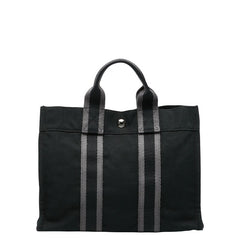 エルメス フールトゥ トートPM ハンドバッグ ブラック グレー キャンバス レディース HERMES 【中古】