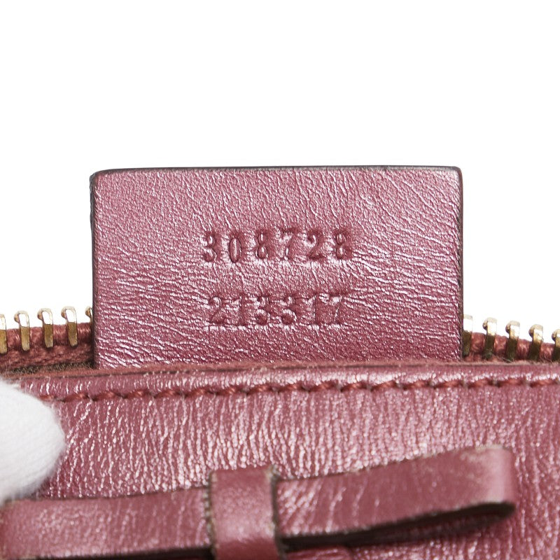 グッチ GGキャンバス ポーチ 小物入れ 308728 ベージュ ピンク キャンバス レザー レディース GUCCI 【中古】