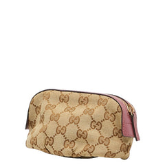 グッチ GGキャンバス ポーチ 小物入れ 308728 ベージュ ピンク キャンバス レザー レディース GUCCI 【中古】