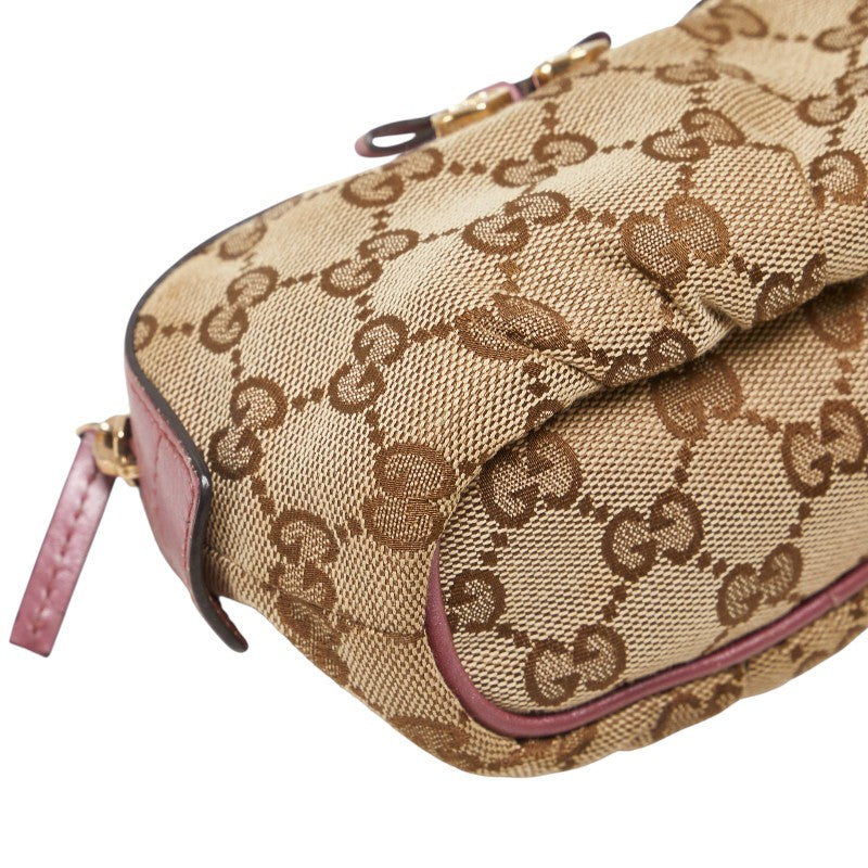 グッチ GGキャンバス ポーチ 小物入れ 308728 ベージュ ピンク キャンバス レザー レディース GUCCI 【中古】