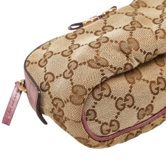グッチ GGキャンバス ポーチ 小物入れ 308728 ベージュ ピンク キャンバス レザー レディース GUCCI 【中古】
