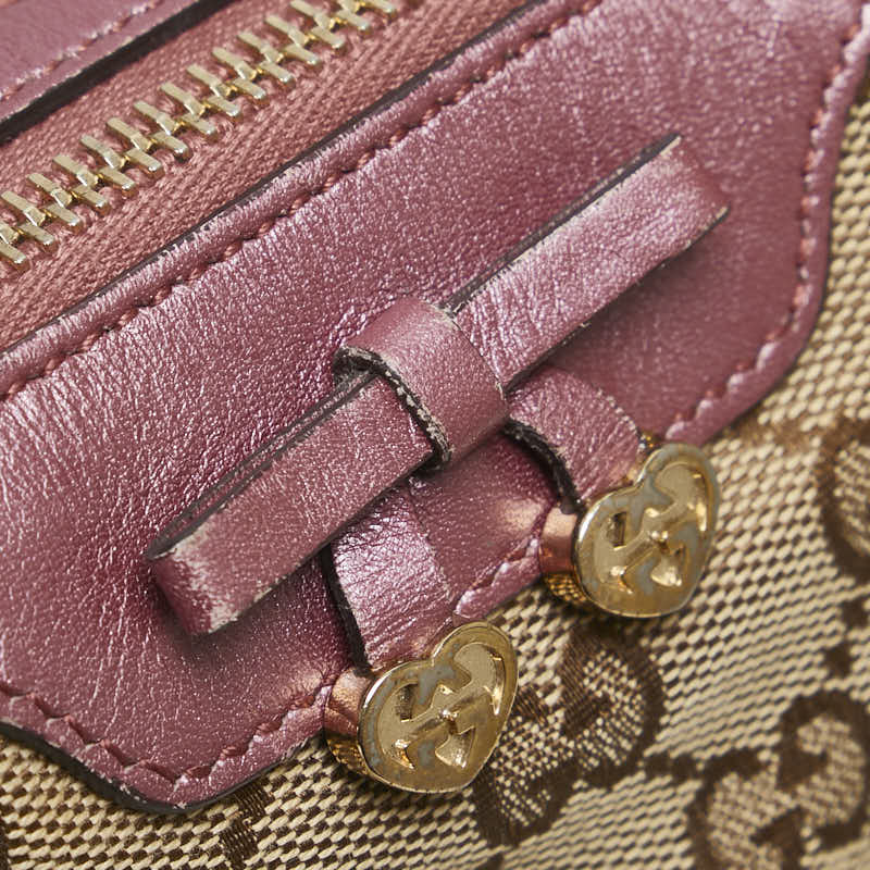 グッチ GGキャンバス ポーチ 小物入れ 308728 ベージュ ピンク キャンバス レザー レディース GUCCI 【中古】