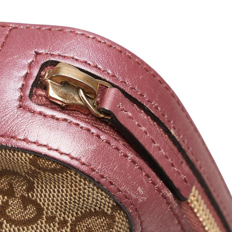 グッチ GGキャンバス ポーチ 小物入れ 308728 ベージュ ピンク キャンバス レザー レディース GUCCI 【中古】