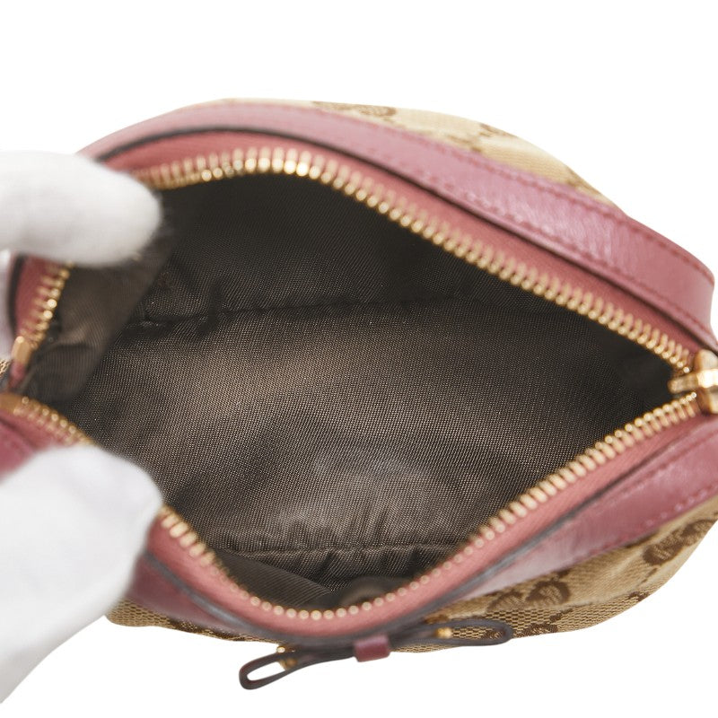 グッチ GGキャンバス ポーチ 小物入れ 308728 ベージュ ピンク キャンバス レザー レディース GUCCI 【中古】