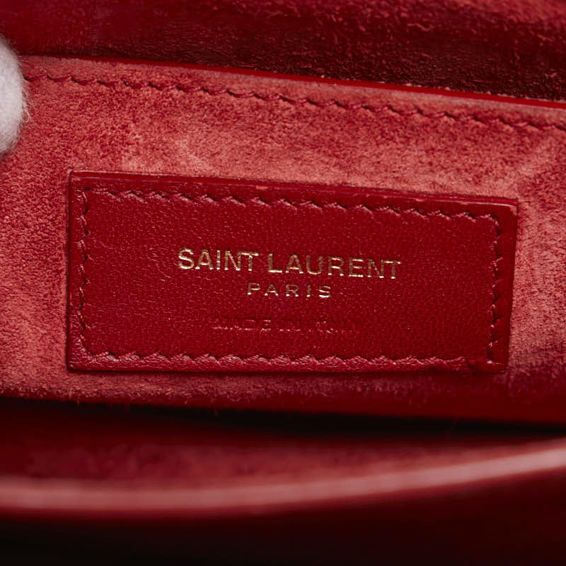 サンローラン YSLロゴ チェーン ショルダーバッグ レッド レザー レディース SAINT LAURENT 【中古】