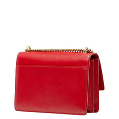 サンローラン YSLロゴ チェーン ショルダーバッグ レッド レザー レディース SAINT LAURENT 【中古】