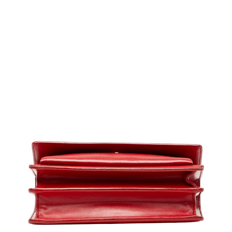 サンローラン YSLロゴ チェーン ショルダーバッグ レッド レザー レディース SAINT LAURENT 【中古】