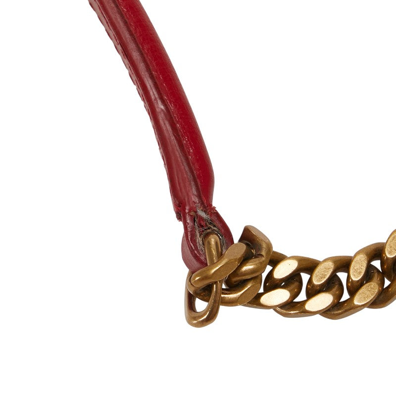サンローラン YSLロゴ チェーン ショルダーバッグ レッド レザー レディース SAINT LAURENT 【中古】
