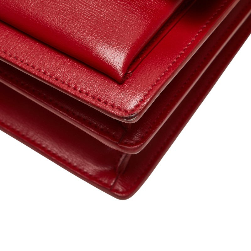 サンローラン YSLロゴ チェーン ショルダーバッグ レッド レザー レディース SAINT LAURENT 【中古】