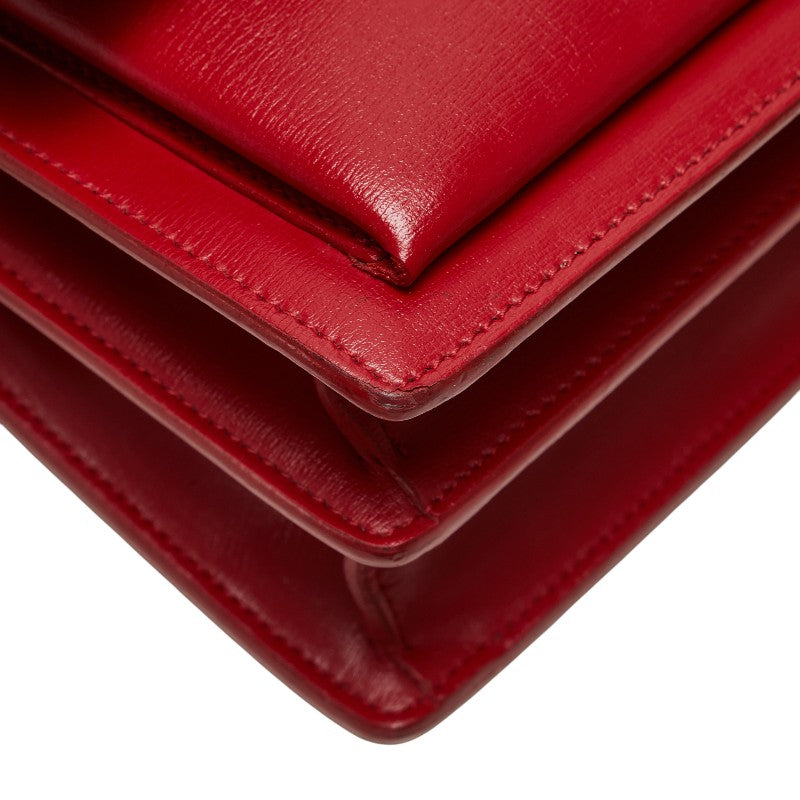 サンローラン YSLロゴ チェーン ショルダーバッグ レッド レザー レディース SAINT LAURENT 【中古】