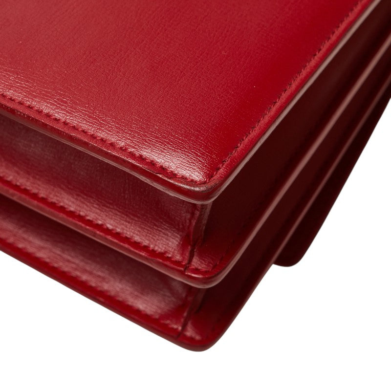 サンローラン YSLロゴ チェーン ショルダーバッグ レッド レザー レディース SAINT LAURENT 【中古】
