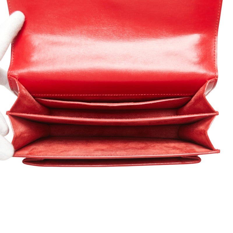 サンローラン YSLロゴ チェーン ショルダーバッグ レッド レザー レディース SAINT LAURENT 【中古】