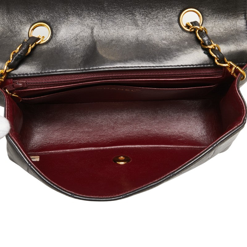 シャネル ダイアナ23 マトラッセ ココマーク チェーン ショルダーバッグ ブラック ラムスキン レディース CHANEL 【中古】