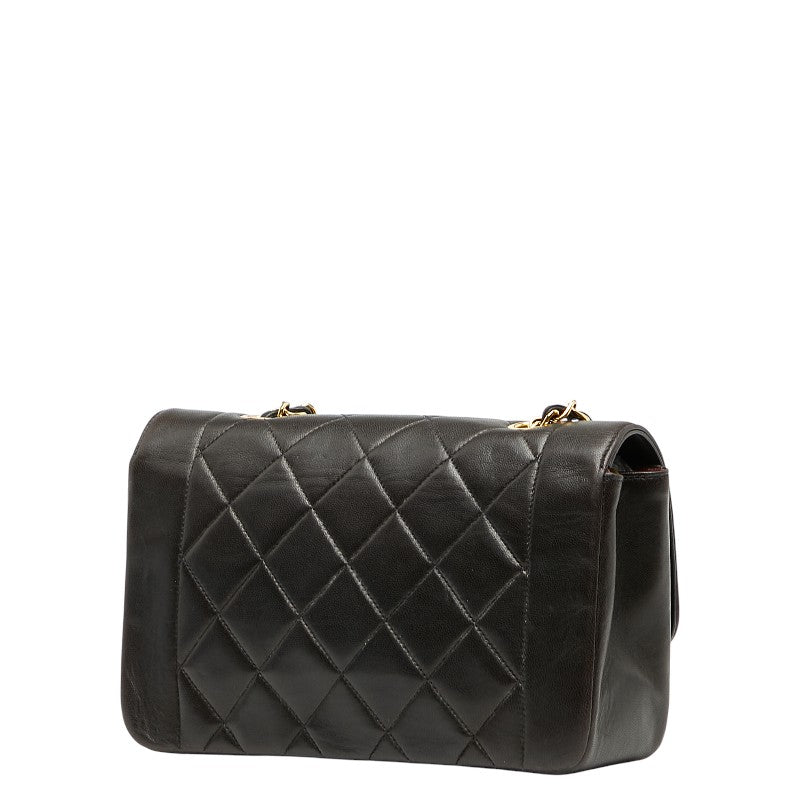 シャネル ダイアナ23 マトラッセ ココマーク チェーン ショルダーバッグ ブラック ラムスキン レディース CHANEL 【中古】