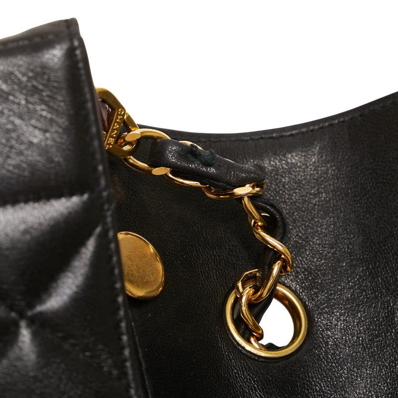 シャネル ダイアナ23 マトラッセ ココマーク チェーン ショルダーバッグ ブラック ラムスキン レディース CHANEL 【中古】