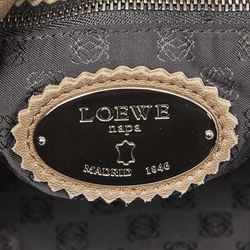 ロエベ アナグラム フラメンコ タッセル ショルダーバッグ ブラウン レザー レディース LOEWE 【中古】