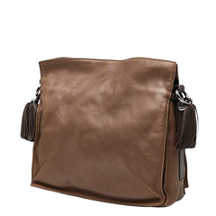 ロエベ アナグラム フラメンコ タッセル ショルダーバッグ ブラウン レザー レディース LOEWE 【中古】