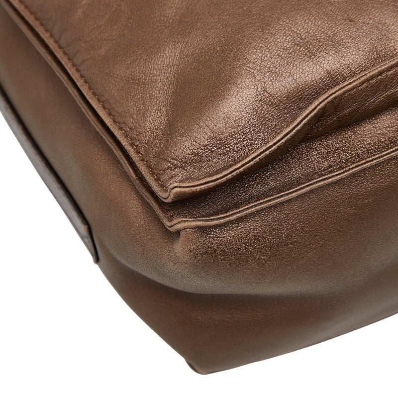 ロエベ アナグラム フラメンコ タッセル ショルダーバッグ ブラウン レザー レディース LOEWE 【中古】