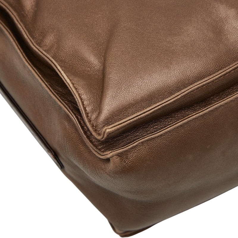 ロエベ アナグラム フラメンコ タッセル ショルダーバッグ ブラウン レザー レディース LOEWE 【中古】