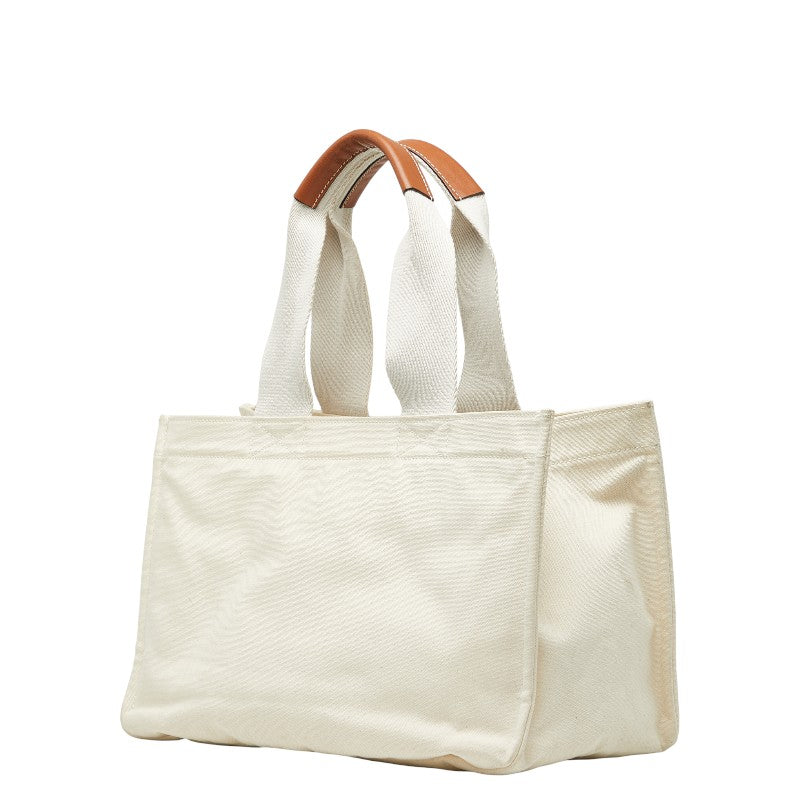 ロエベ Paula’s Ibiza パウラズイビザ カンバス トートバッグ ホワイト アイボリー ブルー キャンバス レディース LOEWE 【中古】