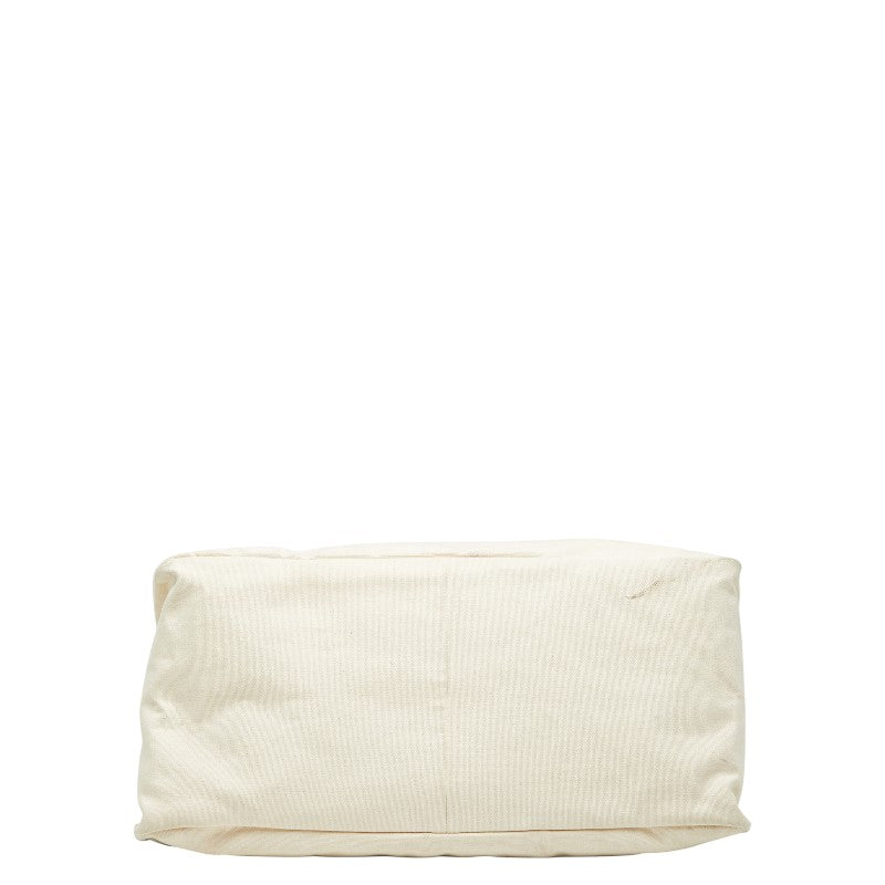 ロエベ Paula’s Ibiza パウラズイビザ カンバス トートバッグ ホワイト アイボリー ブルー キャンバス レディース LOEWE 【中古】