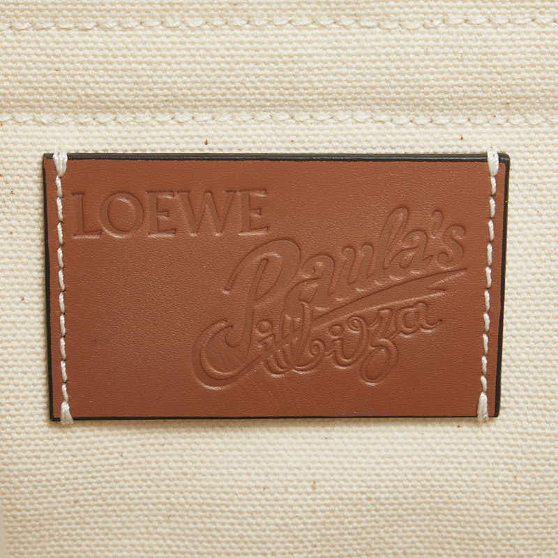 ロエベ Paula’s Ibiza パウラズイビザ カンバス トートバッグ ホワイト アイボリー ブルー キャンバス レディース LOEWE 【中古】