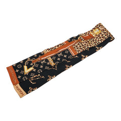 ルイ ヴィトン モノグラム バンドー レオパード 豹 ヒョウ スカーフ M00417 ベージュ ブラック シルク レディース LOUIS VUITTON 【中古】
