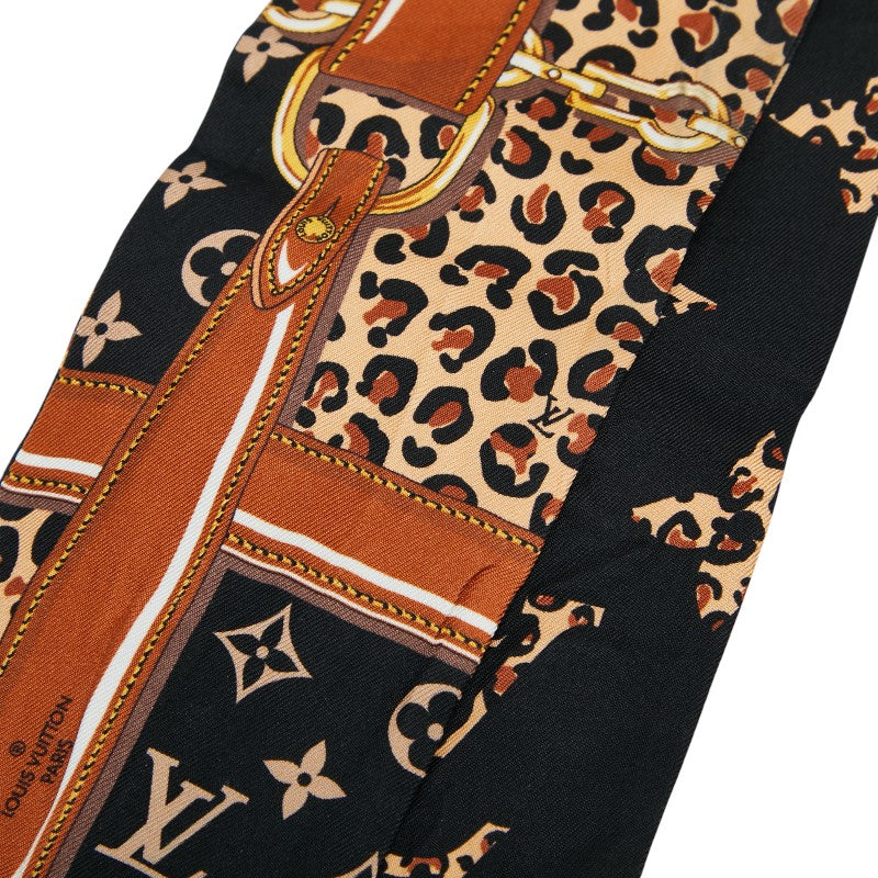 ルイ ヴィトン モノグラム バンドー レオパード 豹 ヒョウ スカーフ M00417 ベージュ ブラック シルク レディース LOUIS VUITTON 【中古】