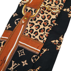 ルイ ヴィトン モノグラム バンドー レオパード 豹 ヒョウ スカーフ M00417 ベージュ ブラック シルク レディース LOUIS VUITTON 【中古】
