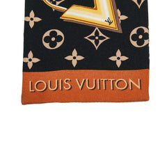 ルイ ヴィトン モノグラム バンドー レオパード 豹 ヒョウ スカーフ M00417 ベージュ ブラック シルク レディース LOUIS VUITTON 【中古】
