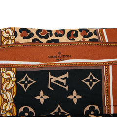 ルイ ヴィトン モノグラム バンドー レオパード 豹 ヒョウ スカーフ M00417 ベージュ ブラック シルク レディース LOUIS VUITTON 【中古】
