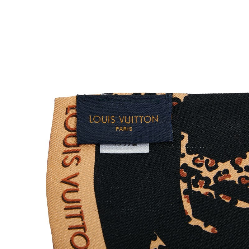 ルイ ヴィトン モノグラム バンドー レオパード 豹 ヒョウ スカーフ M00417 ベージュ ブラック シルク レディース LOUIS VUITTON 【中古】