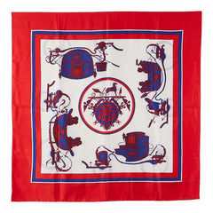 エルメス カレ90 EX-LIBRIS エクスリブリス スカーフ レッド ホワイト マルチカラー シルク レディース HERMES 【中古】