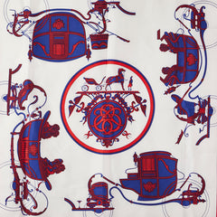 エルメス カレ90 EX-LIBRIS エクスリブリス スカーフ レッド ホワイト マルチカラー シルク レディース HERMES 【中古】