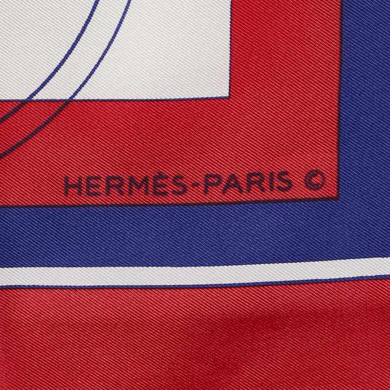 エルメス カレ90 EX-LIBRIS エクスリブリス スカーフ レッド ホワイト マルチカラー シルク レディース HERMES 【中古】
