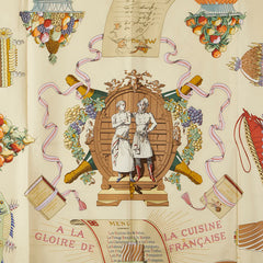 エルメス カレ90 A LA GLOIRE DE LA CUISINE FRANCAISE フランス料理を讃えて スカーフ ブルー ベージュ マルチカラー シルク レディース HERMES 【中古】