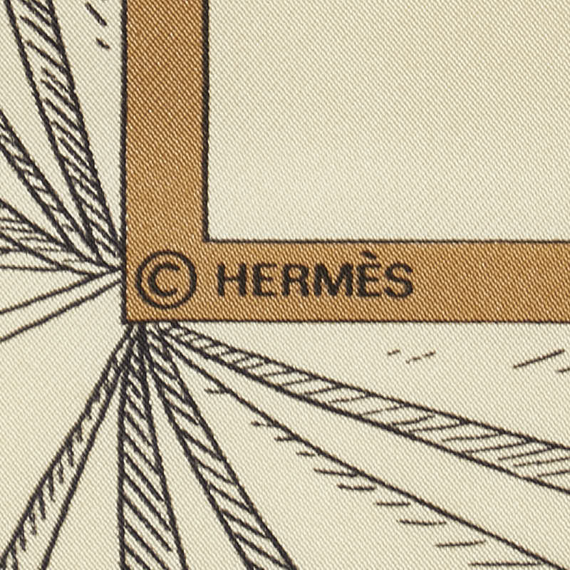 エルメス カレ90 A LA GLOIRE DE LA CUISINE FRANCAISE フランス料理を讃えて スカーフ ブルー ベージュ マルチカラー シルク レディース HERMES 【中古】