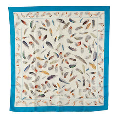 エルメス カレ90 PLUMES par Henride Linares 羽 スカーフ ブルー ホワイト マルチカラー シルク レディース HERMES 【中古】