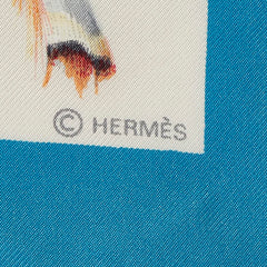 エルメス カレ90 PLUMES par Henride Linares 羽 スカーフ ブルー ホワイト マルチカラー シルク レディース HERMES 【中古】