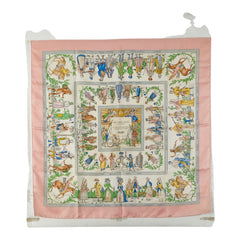 エルメス カレ90 COSTUMES CIVILS ACTUELS 現代市民の服装 スカーフ ピンク ベージュ マルチカラー シルク レディース HERMES 【中古】