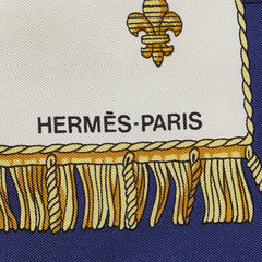 エルメス カレ90 VUE DU CAROSSE DE LA GALERE LA REALE クイーンの戴冠式 スカーフ ブルー ホワイト マルチカラー シルク レディース HERMES 【中古】