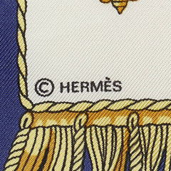 エルメス カレ90 VUE DU CAROSSE DE LA GALERE LA REALE クイーンの戴冠式 スカーフ ブルー ホワイト マルチカラー シルク レディース HERMES 【中古】