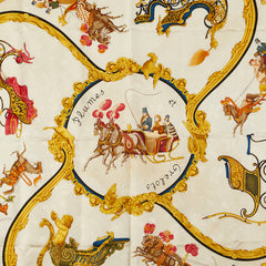 エルメス カレ90 Plumes et Grelots 羽飾りと鈴 スカーフ ベージュ ブラック マルチカラー シルク レディース HERMES 【中古】