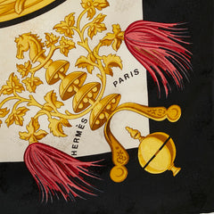 エルメス カレ90 Plumes et Grelots 羽飾りと鈴 スカーフ ベージュ ブラック マルチカラー シルク レディース HERMES 【中古】