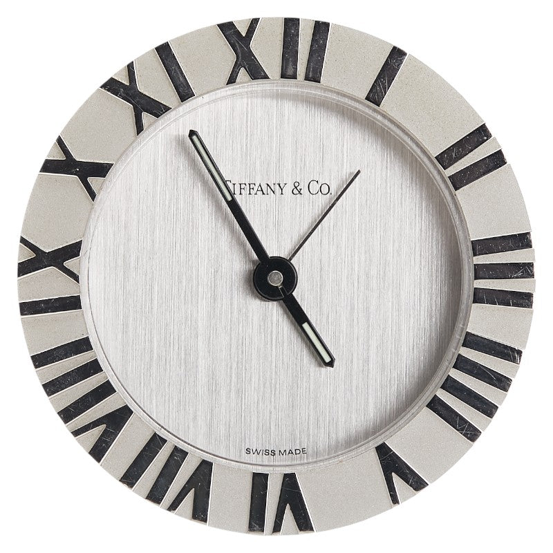 ティファニー アトラス ロック 置時計 クオーツ シルバー文字盤 ステンレススチール レディース TIFFANY&Co. 【中古】